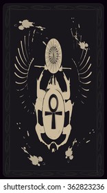 Tarot cards - back design. Scarab beetle, symbol of ancient Egypt