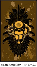 Tarot cards - back design. Scarab beetle, symbol of ancient Egypt