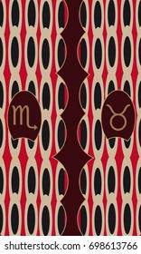 Tarot cards - back design. Scorpio, Taurus, astrology

