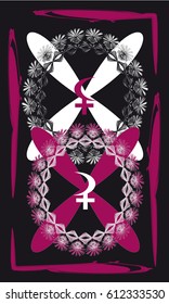 Tarot cards - back design.  Selena and Lilith