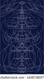 Tarot cards back design, back side. Pluto, occult pattern