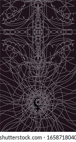 Tarot cards back design, back side. Lilith, occult pattern