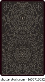 Tarot cards back design, back side. Pluto, occult pattern