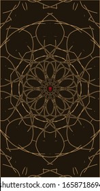 Tarot cards back design, back side. Uranus, occult pattern