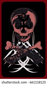 Tarot cards - back design. Skull with bones, death, Pluto