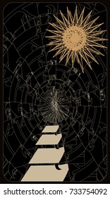 Tarot cards - back design.  Stairs to the sun