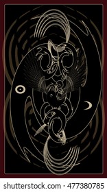 Tarot cards - back design. Sun and Moon