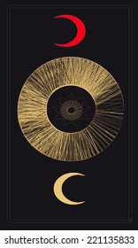 Tarot cards - back design, two moons