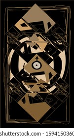 Tarot cards - back design. Uranus, astrological symbol