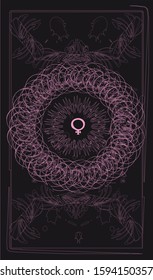 Tarot cards - back design. Venus, astrological symbol