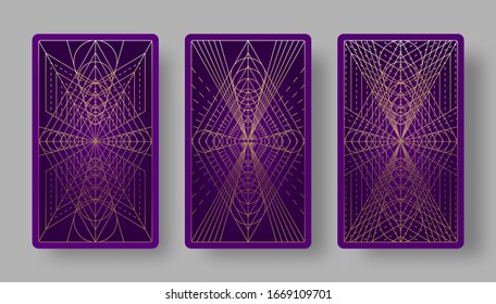 Tarot cards back set with geometric pattern