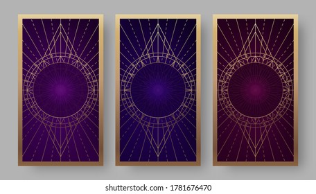 Tarot cards back set with geometric symbols