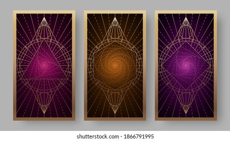 Tarot cards back set with geometric symbols