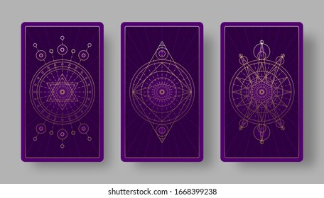 Tarot cards back set with mystical symbols