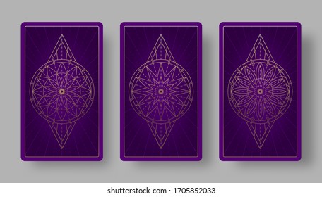 Tarot cards back set with stylized floral pattern