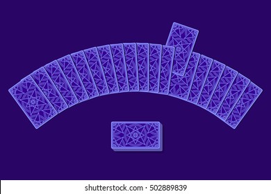 Tarot cards by reverse side laying in a semicircle. Choice concept