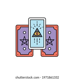 Tarot cards color line icon. Isolated vector element. Outline pictogram for web page, mobile app, promo