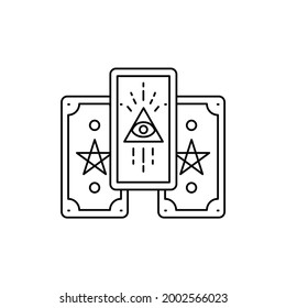 Tarot cards color line icon. Isolated vector element. Outline pictogram for web page, mobile app, promo