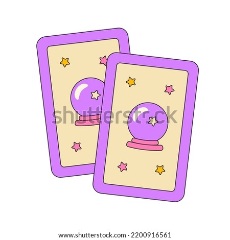 Tarot Cards or Divination Cards Sticker Temporary Tattoo for Halloween in Groovy Style