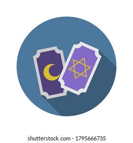 Tarot cards flat icon with long shadow. Colorful illustration of magic cards. Vector.