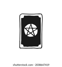 Tarot cards icon. Fortune telling, divination, cartomancy. Magic, superstition. Occult, witchcraft magical tool. Isolated hand draw vector illustration.