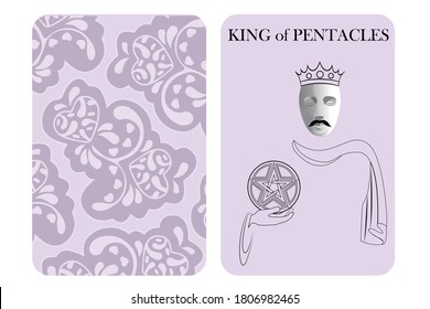 tarot cards king pentacles vector white shirt card pattern