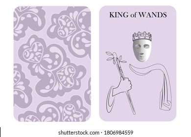 tarot cards king wands vector white shirt card pattern