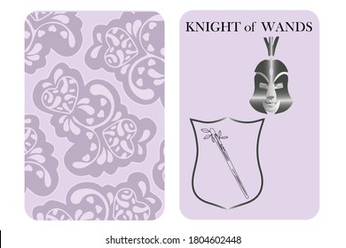 tarot cards knight of wands vector white shirt card pattern