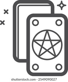 Icono de línea de cartas de Tarot. Símbolo de misterio esotérico
