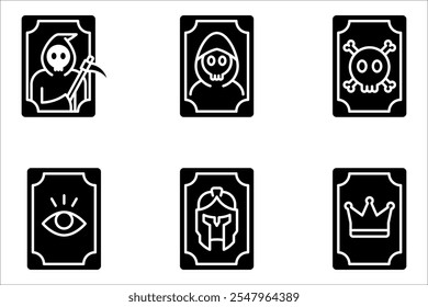 Tarot cards linear icon set. Magic and superstition. vector illustration on white background