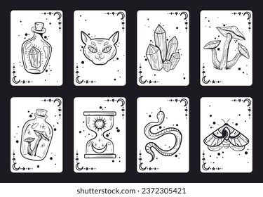 Tarot cards magic astrology symbol witch mystic game concept. Vector flat graphic design illustration
