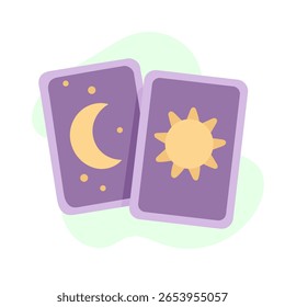 Tarot cards with moon and sun symbols, cards expressing cosmic balance and fate, tarot cards reflecting destiny and spiritual insight