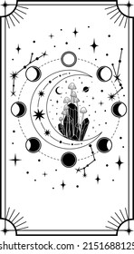 Tarot cards. Mystical poster. Divination. Major Arcana deck. Vector illustration.