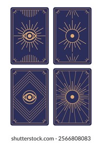 Tarot cards with occult symbols. Magic, mystic and esoteric tarot cards. Astrology or sacred geometry.