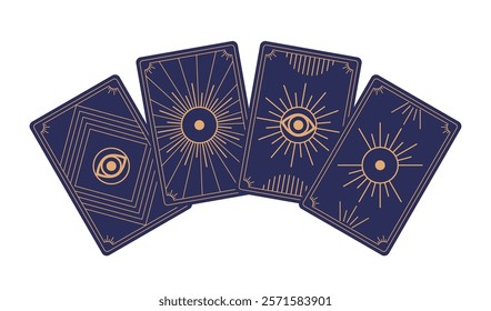 Tarot cards with occult symbols. Magic, mystic and esoteric tarot cards. Astrology or sacred geometry.