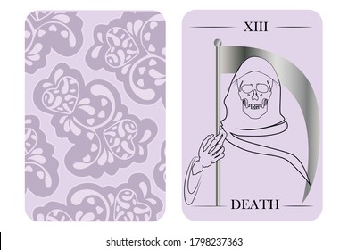 tarot cards old arcana death vector white shirt card pattern