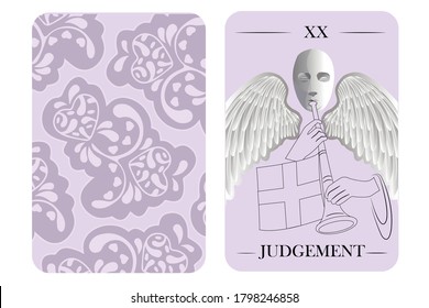 tarot cards old arcana JUDGEMENT vector white shirt card pattern