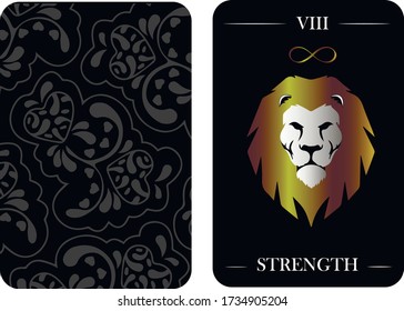 tarot cards old arcana STRENGTH vector shirt card pattern