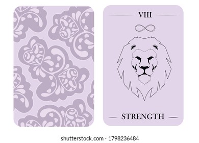 tarot cards old arcana STRENGTH vector white shirt card pattern