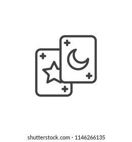 Tarot cards outline icon. linear style sign for mobile concept and web design. Magic simple line vector icon. Symbol, logo illustration. Pixel perfect vector graphics