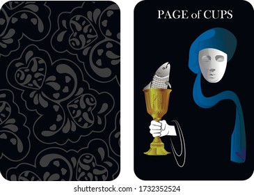 tarot cards page of cups vector shirt card pattern