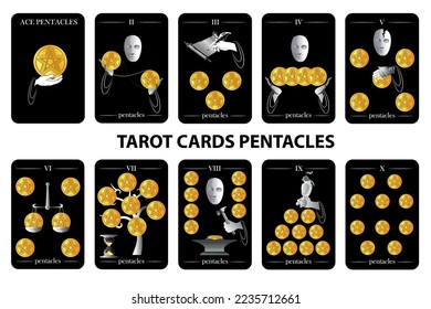 tarot cards pentacles vector set game