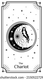 Tarot Cards, Poster with mystical elements. Moon and stars. Vector illustration.