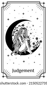 Tarot Cards, Poster with mystical elements. Moon and stars. Vector illustration.