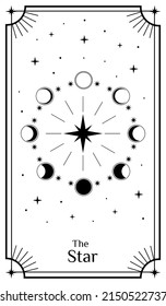 Tarot Cards, Poster with mystical elements. Moon and stars. Vector illustration.