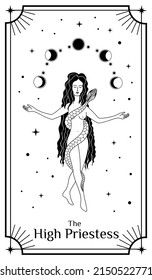 Tarot Cards, Poster with mystical elements. Moon and stars. Vector illustration.