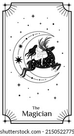 Tarot Cards, Poster with mystical elements. Moon and stars. Vector illustration.