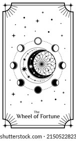 Tarot Cards, Poster with mystical elements. Moon and stars. Vector illustration.