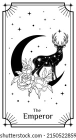 Tarot Cards, Poster with mystical elements. Moon and stars. Vector illustration.