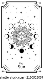 Tarot Cards, Poster with mystical elements. Moon and stars. Vector illustration.